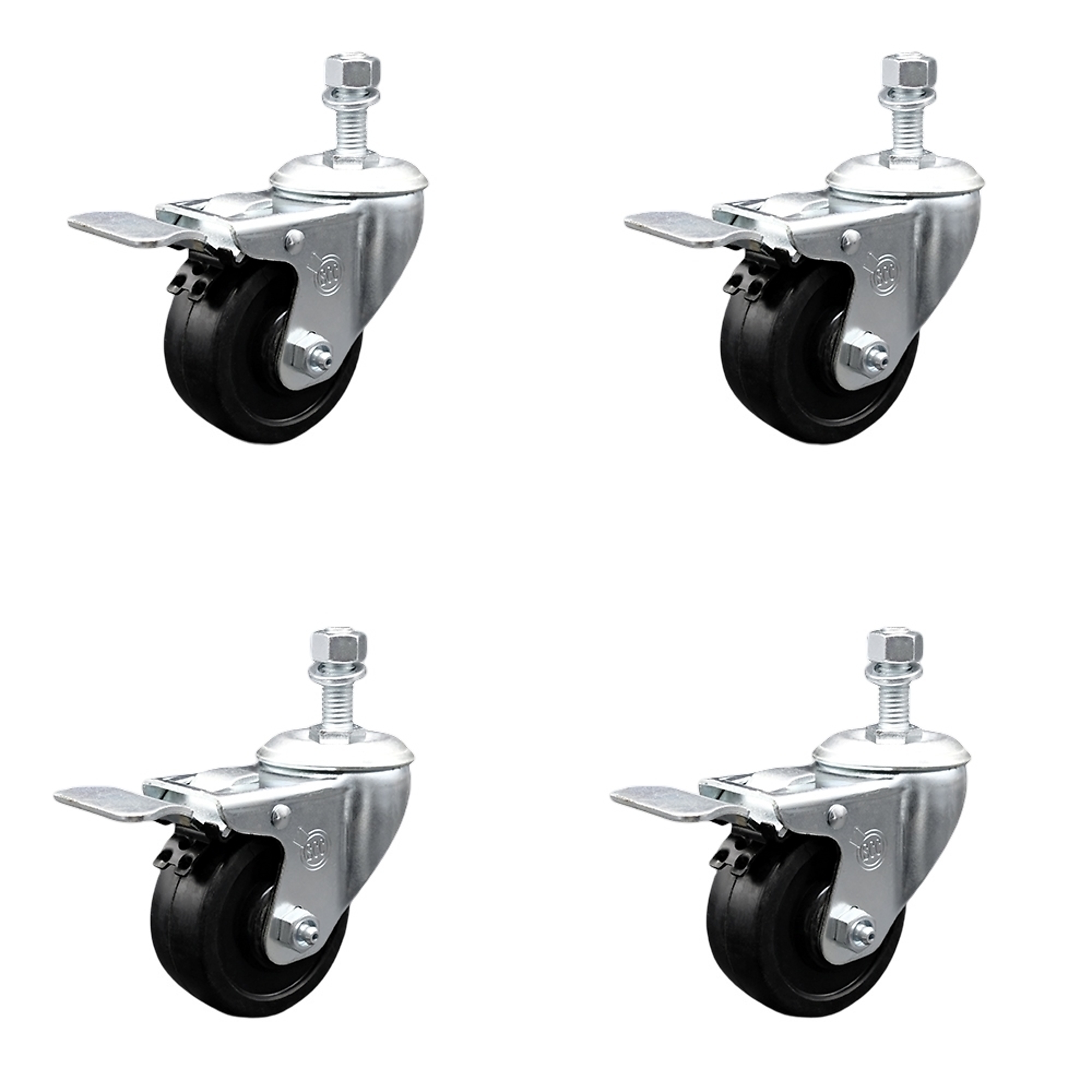 Service Caster, 3in. x 1 1/4in. Stem Casters, Wheel Diameter 3 in, Caster Type Swivel, Package (qty.) 4, Model# SCC-SSTSTTL20S314-SRS-M1015-4